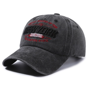 Vintage Washed Cotton Baseball Cap Distressed 3D Embroidery New York Letter Adjustable Streetwear Hat Men Women