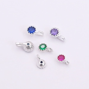 S925 Sterling Silber bunte Zirkon Kronenanhänger für DIY Schmuck und Armbänder