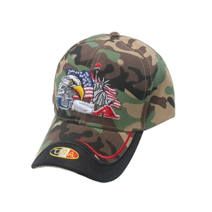 Klassische Camouflage Baseballkappe mit USA-Adler- und Flaggenstickerei für Herren