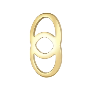 Polished gold stainless steel double ring connector with creative interlocking infinity design
