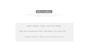 Size specifications for the winter hat featuring a 58cm circumference and plush material