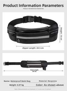 Detail view of lightweight waterproof neoprene running belt with reflective strip and earphone port