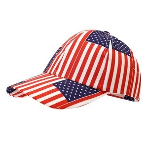 Kids USA flag baseball cap with stars and stripes pattern, 45-degree angle view