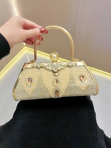 Luxury Evening Clutch Bag Artificial Pearl Rhinestone Metal Frame PU Lining Banquet Wedding Party Handbag For Women Vintage