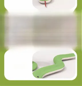 Detailed view of flexible green snake dog toy showing texture and realistic design