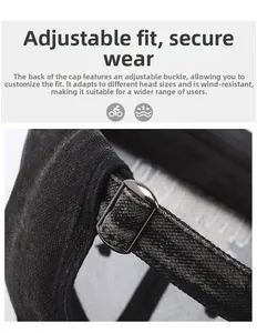 Detail of adjustable metal buckle on black street style baseball cap for custom fit