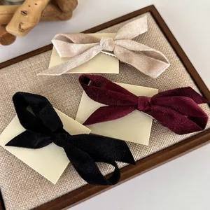 Vintage Velvet Bow Hair Clips Elegant Duckbill Hairpin Side Bangs Clip For Women Girls Hair Accessories
