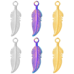 Minimalist Textured Feather Pendant Necklace Stainless Steel Vacuum Plated Clavicle Chain For Women Niche Style
