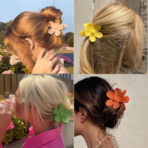 Matte Flower Hair Claw Clip Large Multi Petal Plastic Candy Color Non Slip Hair Accessory For Women Girls Updo Styling