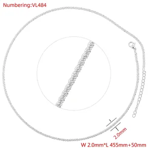 Detailed view of 2mm silver water wave chain with lobster clasp and adjustable length