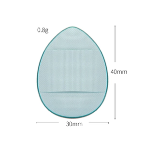 Mini light blue finger powder puff dimensions showing 40mm height and 30mm width details