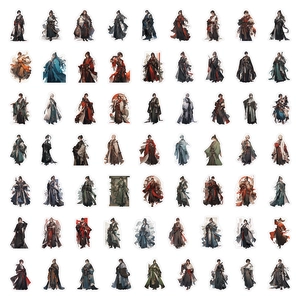 Cute cartoon ancient style anime character stickers set with 70 diverse designs