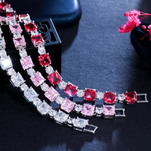 Minimalist brass gold-plated bracelets featuring colorful square zircon gemstones