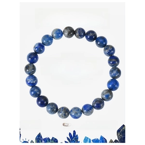 Lapis Lazuli 8mm round bead bracelet with card showing health and good luck benefits