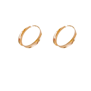 Minimalist large golden round hoop earrings with elegant polished metal finish