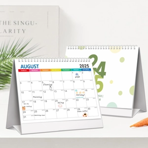 Minimalist 2025 creative desktop calendar with twin-wire binding and daily planners
