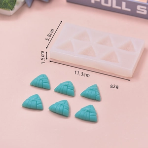 Detailed 6-cavity silicone mold for Zongzi shape baking with dimensions and weight info