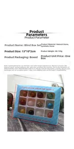 Detailed set of twelve mixed natural and synthetic stone heart pendants in display box