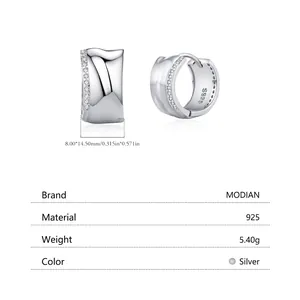925 sterling silver liquid metal hoop earrings with sparkling cubic zirconia stones