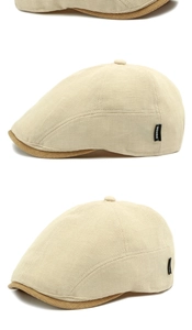 Détails du tissu gaufré beige et de la visière marron de cette casquette rétro
