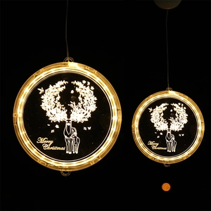 LED 3D Christmas acrylic reindeer hanging light with warm white Merry Christmas design