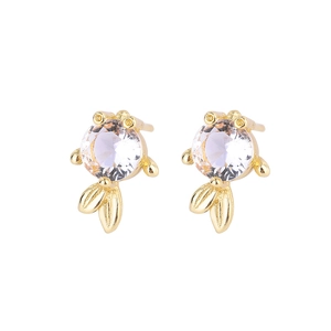 Cute goldfish stud earrings with cubic zirconia and s925 silver needle in gold plating