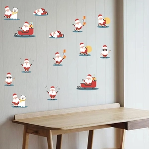 Creative Christmas wall stickers featuring Santa Claus and polar bears for home decor