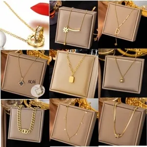 Detailed collection of 18K gold plated clover and luxury pendant necklaces for women