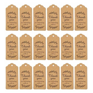 Set of 18 kraft paper gift tags with Thank You For Celebrating With Us text