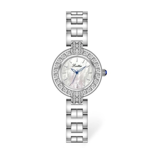 Montre À Quartz Pour Femme Avec Cadran En Nacre Et Incrustations De Strass Bracelet En Alliage Élégant Étanche