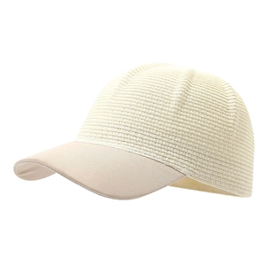 Women's minimalist straw patchwork baseball cap in beige, stylish sun protection hat