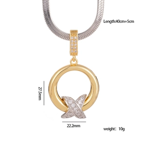 Zirconia heart star pendant necklace with gold chain, dimensions 27.5x22.2mm, 40+5cm length