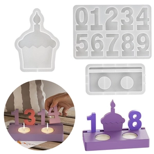 Moule En Silicone En Forme Numérique Et Cupcake Base De Chandelier Bricolage Résine Époxy Artisanat Décoration De Gâteau