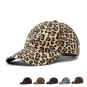 Vintage Leopard Print Baseball Cap Baumwolle Polyester Verstellbar Sonnenschutz Retro Outdoor Hut Damen Herren