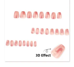 Detail showing 3D textured bubble effect on translucent pink jelly press-on nails