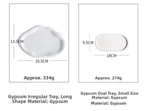 Detailed view of plaster jewelry display trays in oval and rectangular shapes