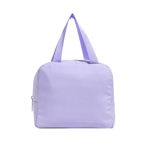 Minimalist light purple insulated lunch bag with double handles and zipper closure