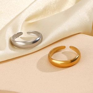 Minimalist adjustable open rings in polished silver and gold finish for women