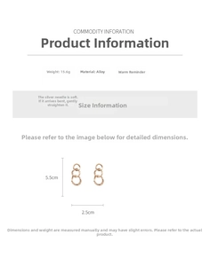 Size guide for gold intertwined hoop earrings with 5.5cm length and alloy material details