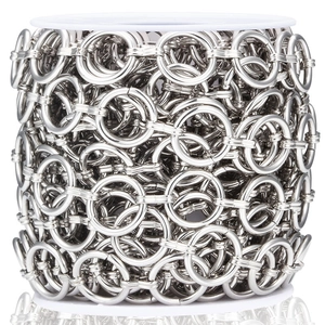 Roll of polished stainless steel circular link chain for jewelry making and DIY crafts