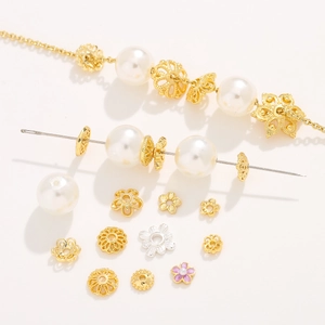 Hollow Flower Bead Caps Copper 18K Gold Plated Jewelry Finding DIY Spacers For Necklaces Bracelets Accessory