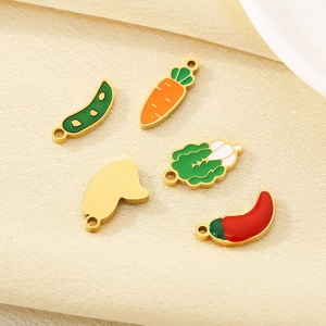 DIY colorful vegetable charms including carrot and cabbage for jewelry making