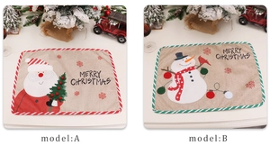 Detailed comparison of embroidered linen Christmas placemats with Santa and Snowman motifs