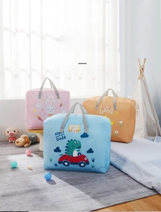 Oxford fabric storage bags for bedding with cute prints and durable handles