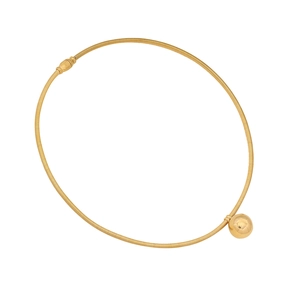 Minimalist gold spherical spring necklace made of flexible coiled stainless steel wire