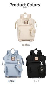 Waterproof large capacity multi-color mommy bags in beige, blue, and black colors