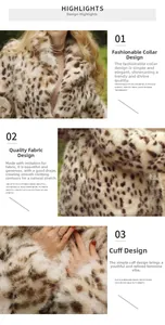 Detailed view of the leopard print faux fur texture and the notched lapel collar design
