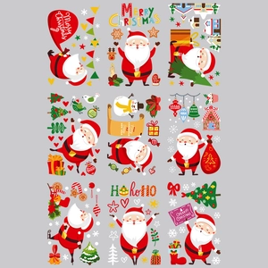 Weihnachtliche Fensteraufkleber Set mit Weihnachtsmann, Rentier und Schneeflocken