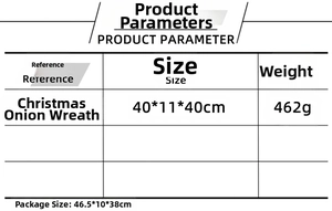 Size and weight specifications for a 40cm Christmas onion wreath home decoration