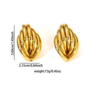 Boucles d'oreilles géométriques modernes en acier inoxydable 304 avec texture nervurée